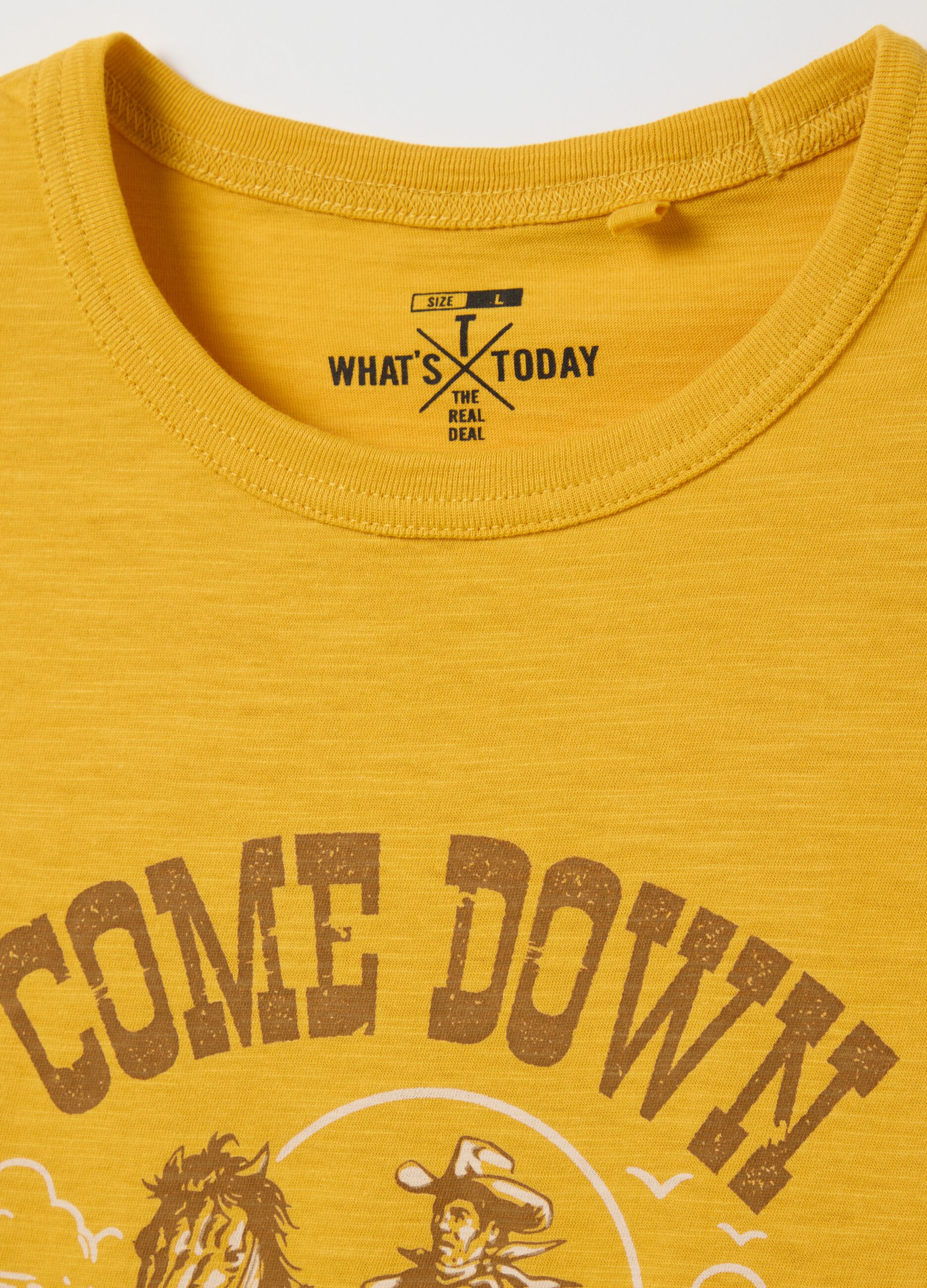 Yellow Cotton Short Sleeve T-shirt