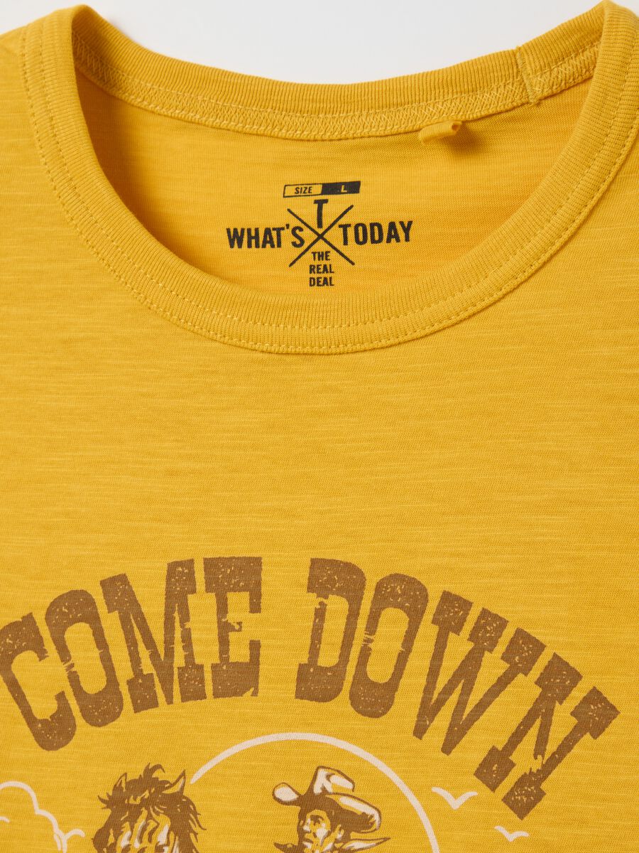 Yellow Cotton Short Sleeve T-shirt_5