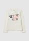 Girls' white long sleeve cotton blend shirt with print_0