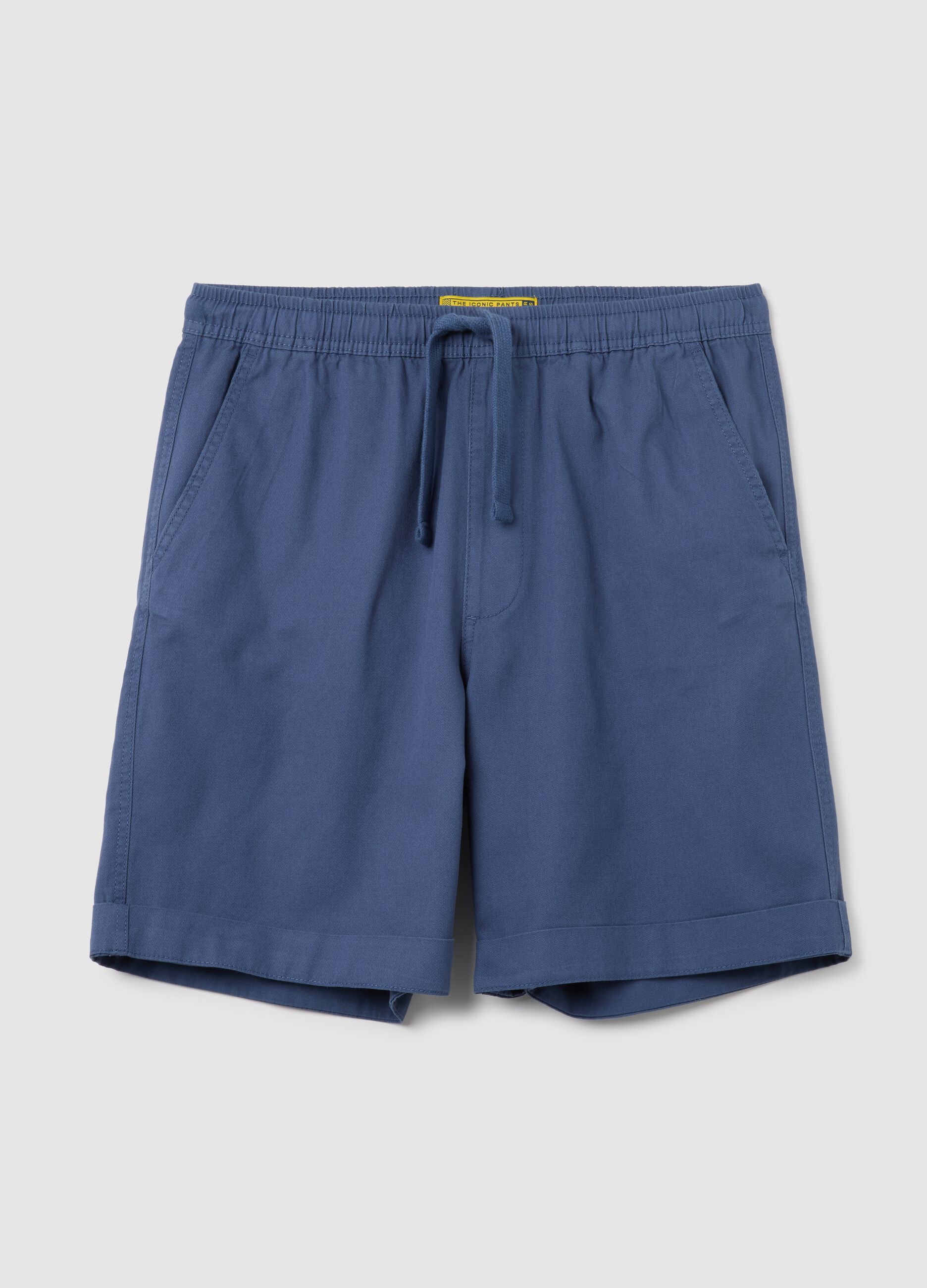 Men's blue pure cotton bermuda shorts, regular fit