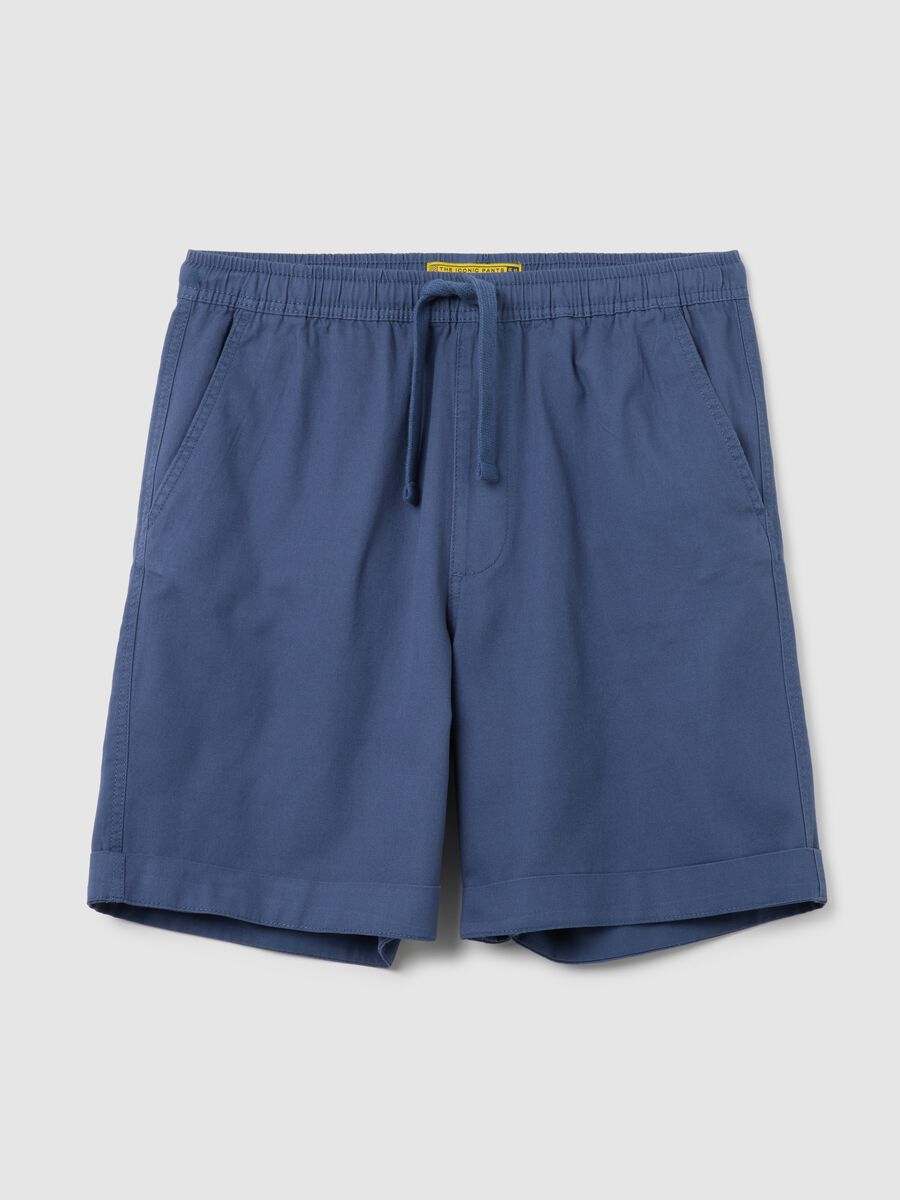 Men's blue pure cotton bermuda shorts, regular fit_4