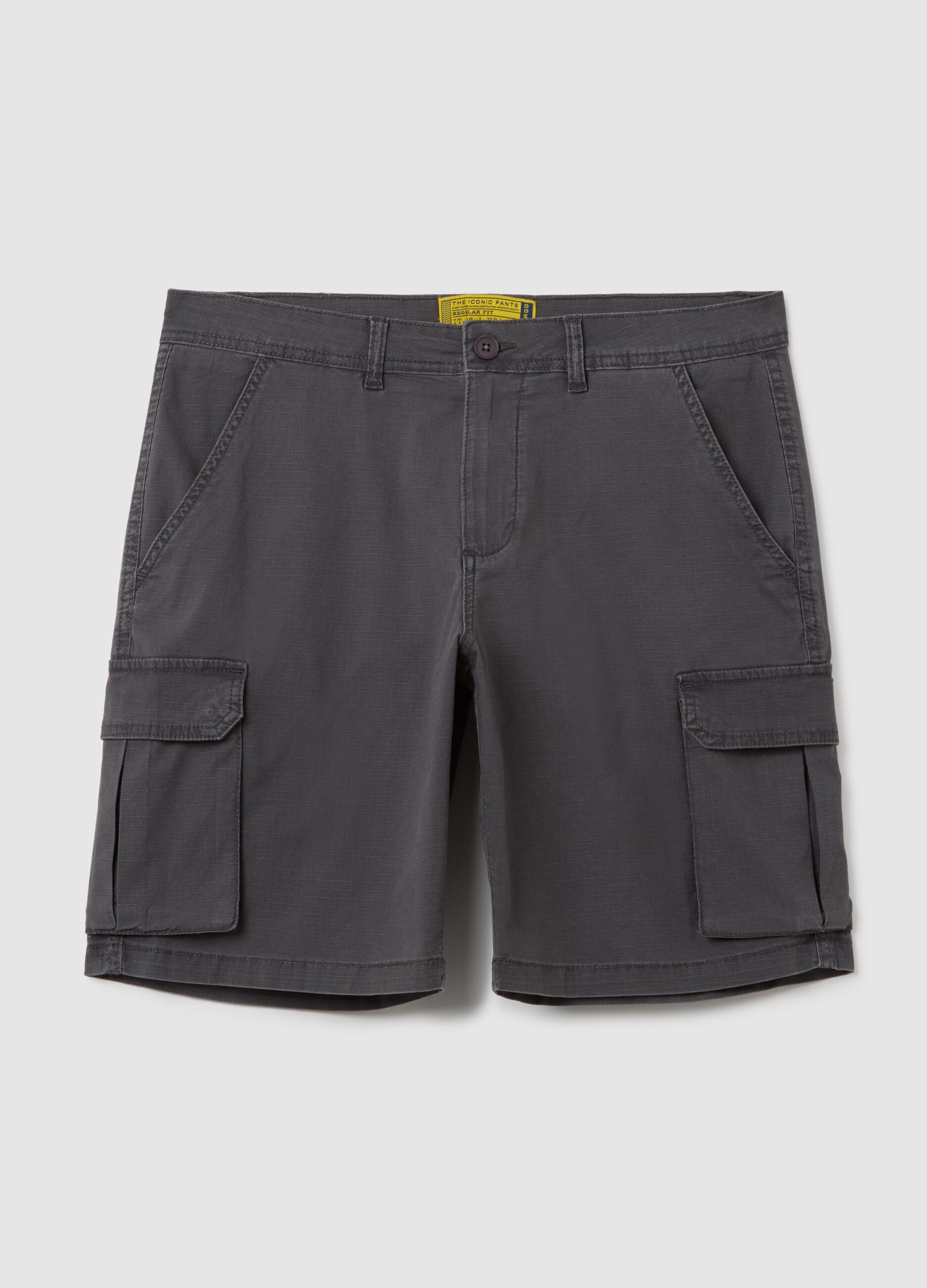 Men's grey stretch cotton cargo trousers