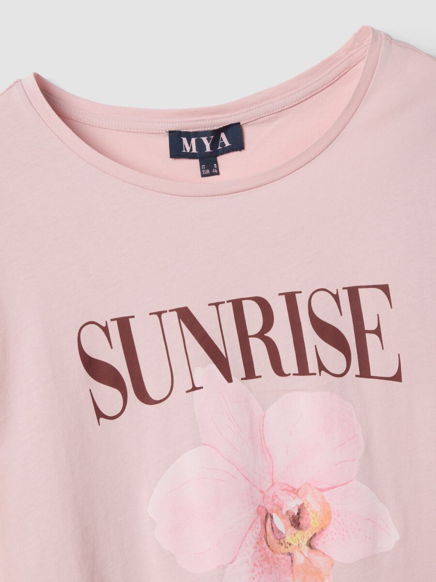 Pink pure cotton T-shirt with print, regular fit_1