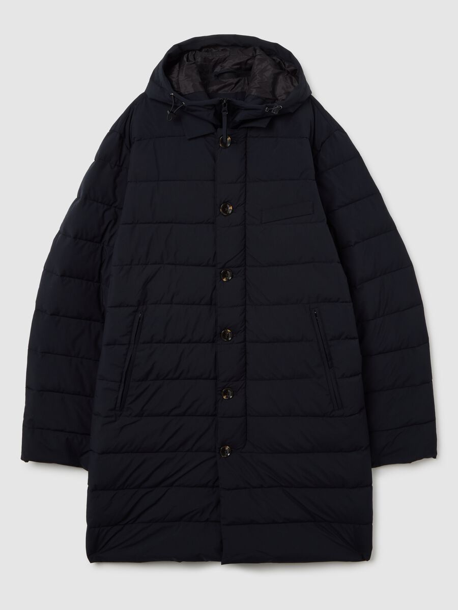 Blue Regular Fit Parka Jacket with Zip_4