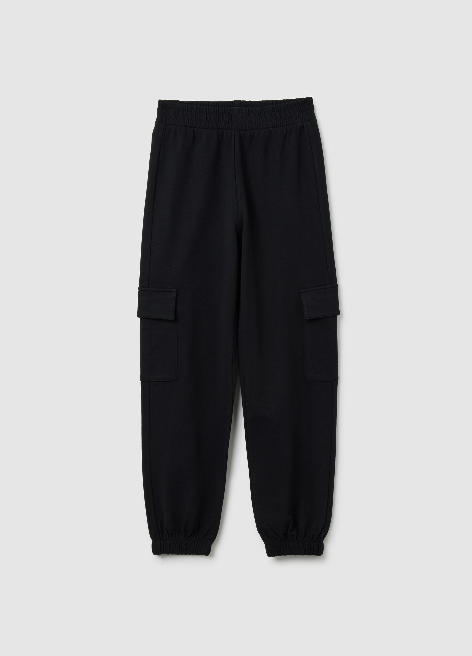 Girls' black pure cotton jogger trousers - regular fit