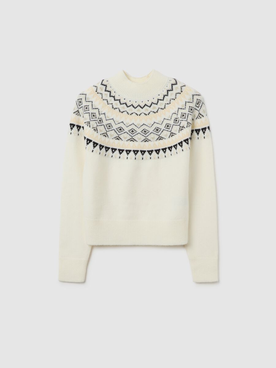 Multicoloured regular fit girl's jumper with geometric pattern_4