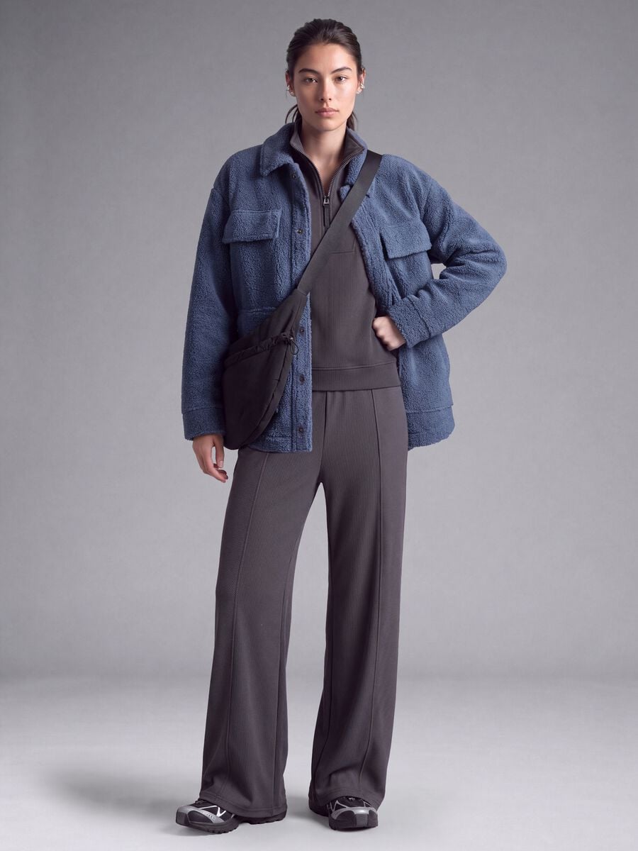 Shacket blu in sherpa con bottoni relaxed fit ALTAVIA STUDIO_0