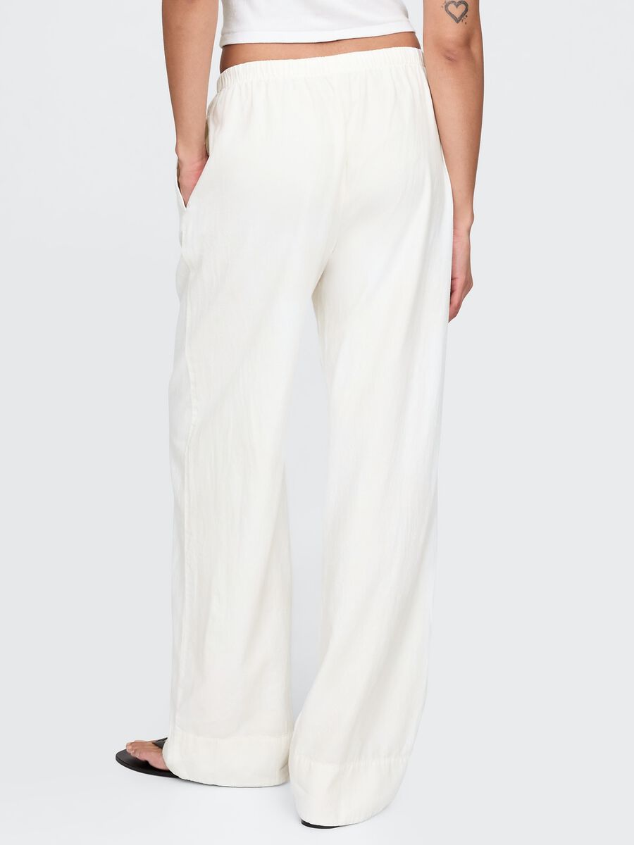 Wide White Linen and Viscose Trousers_2