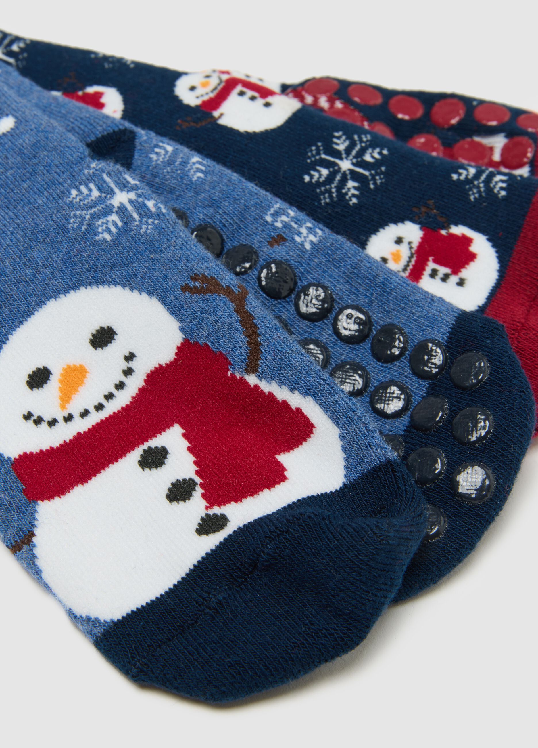 Christmas Anti-Slip Socks Bipack for Kids in Multicolour Cotton Blend