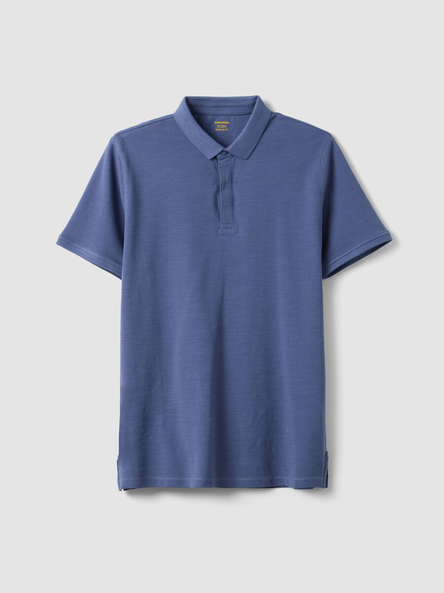 Regular fit pure cotton blue polo shirt_4