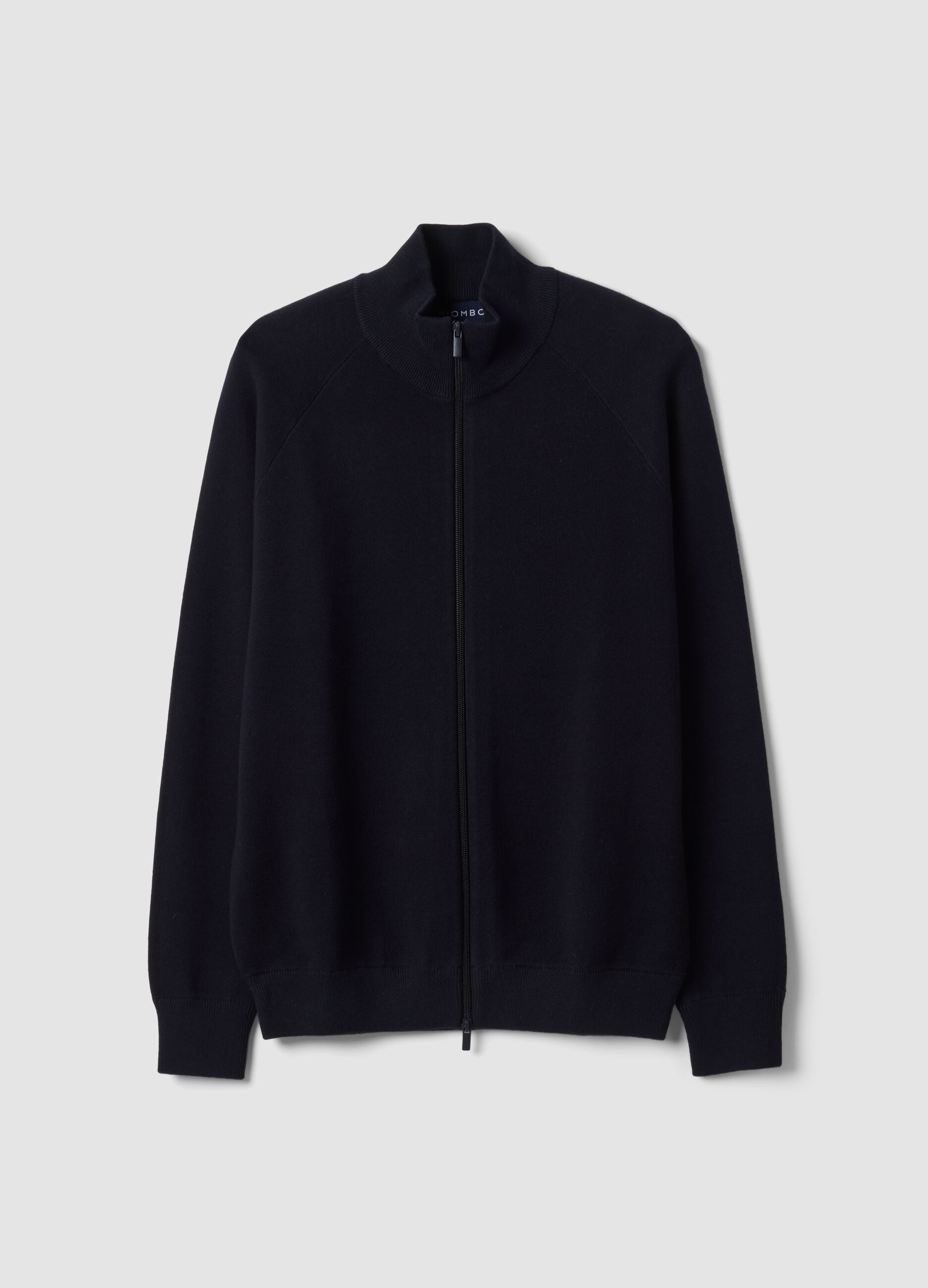 Blue cotton-blend cardigan with collar, regular fit