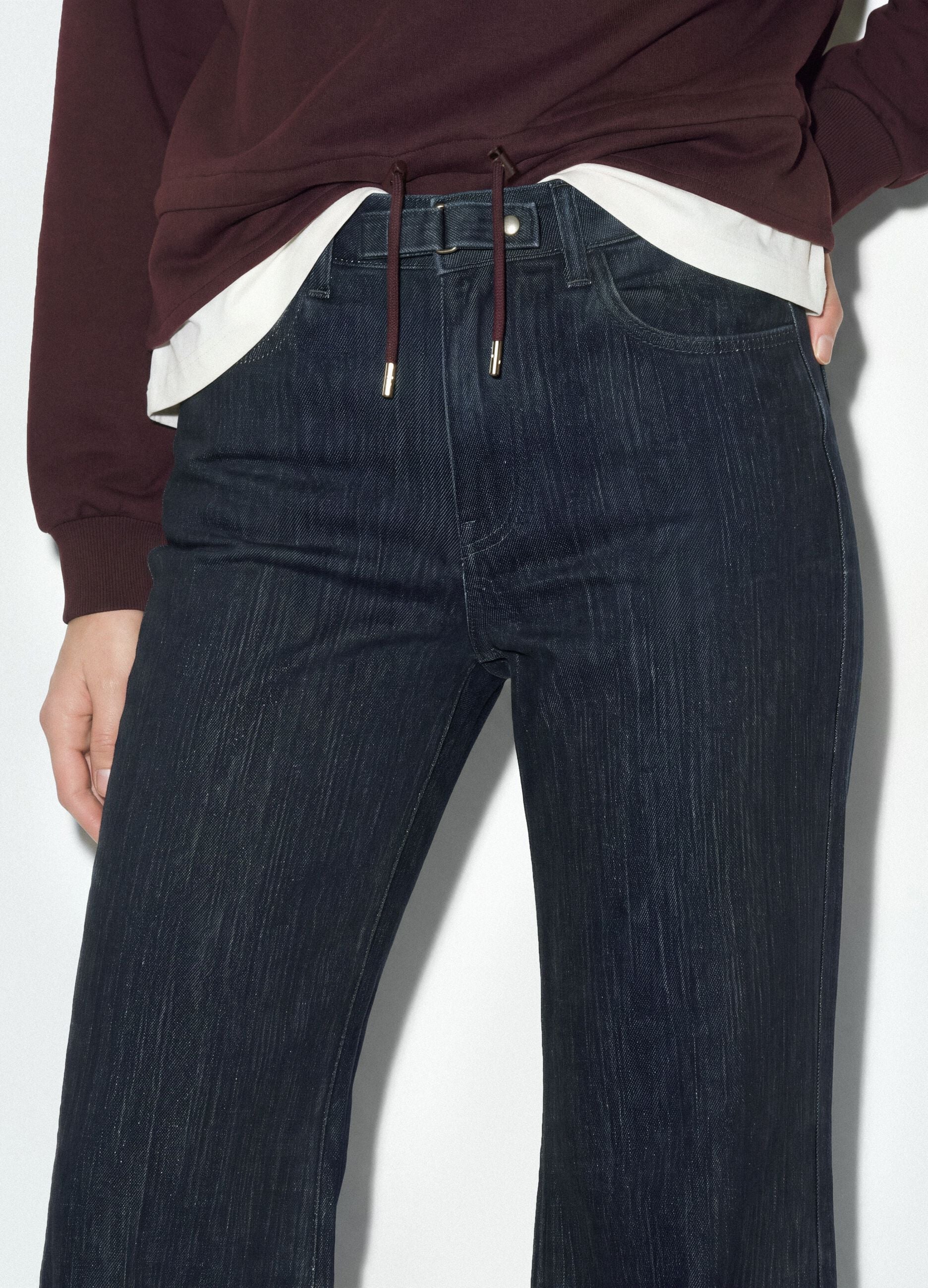 Jeans denim blu bootcut in cotone elasticizzato
