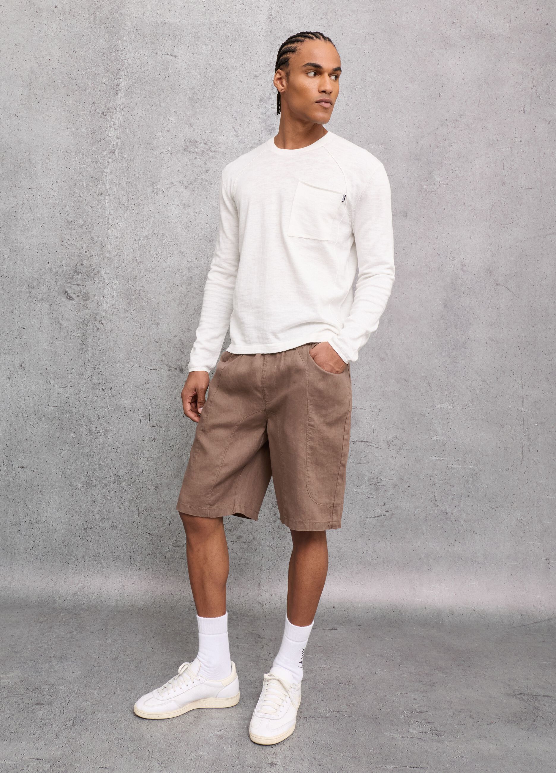100% Linen Shorts Mocha