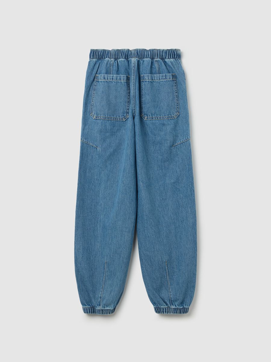 Joggers cargo in denim con coulisse _4