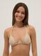 Beige glitter-textured stretch triangle bikini top_0