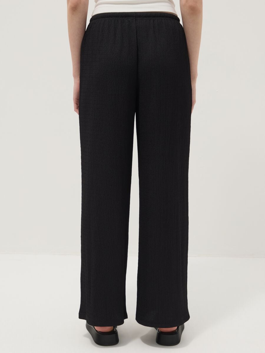 Black wide-leg jogger trousers_3