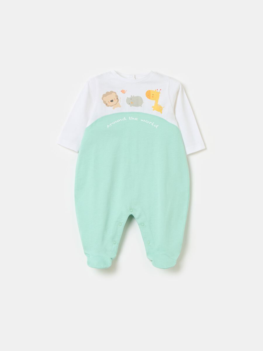 Organic cotton onesie with feet and print_0