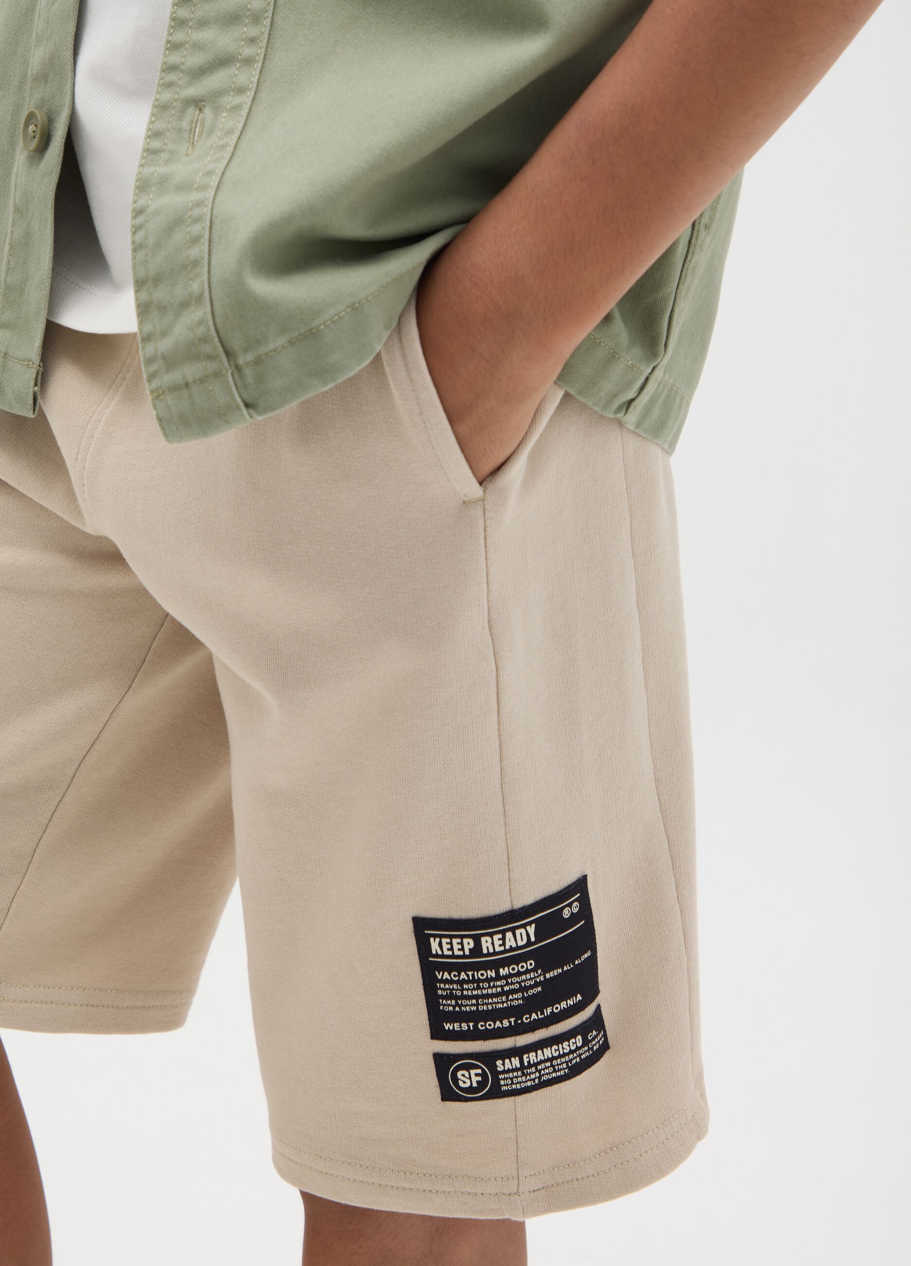 Beige Cotton Shorts