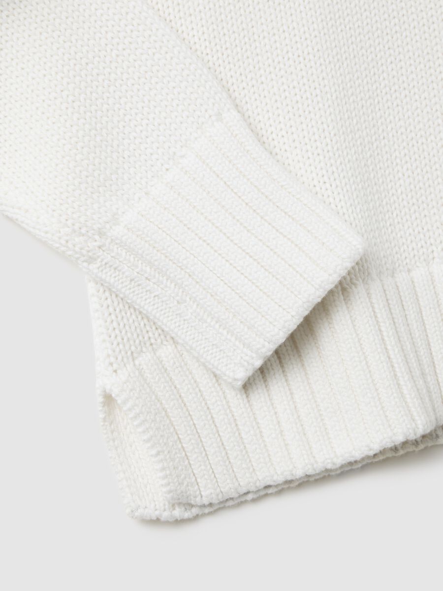 White Pure Cotton Turtleneck Sweater_5