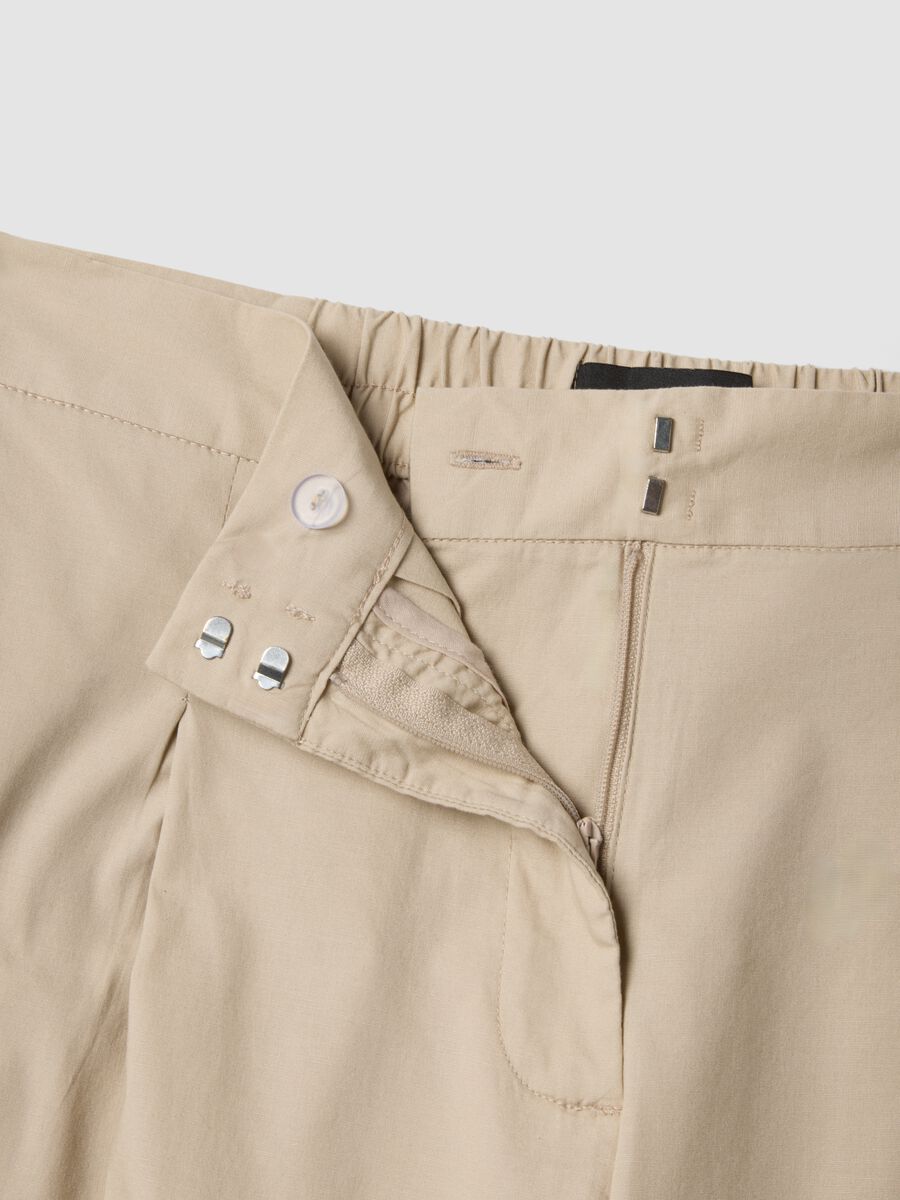 Beige stretch cotton palazzo trousers_1