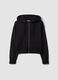 Felpa full zip nera in misto cotone con cappuccio fitted_4
