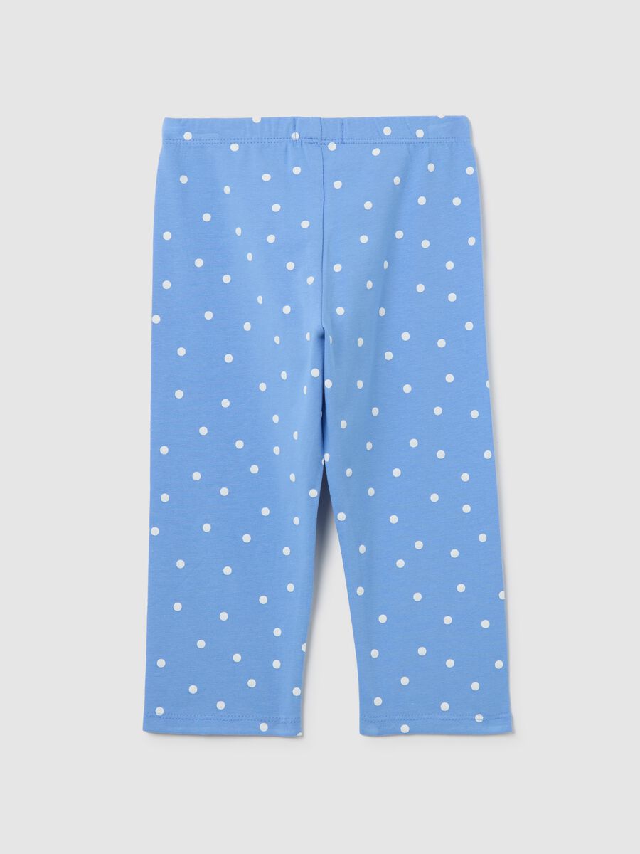 Light blue three-quarter leggings with polka dot pattern_1
