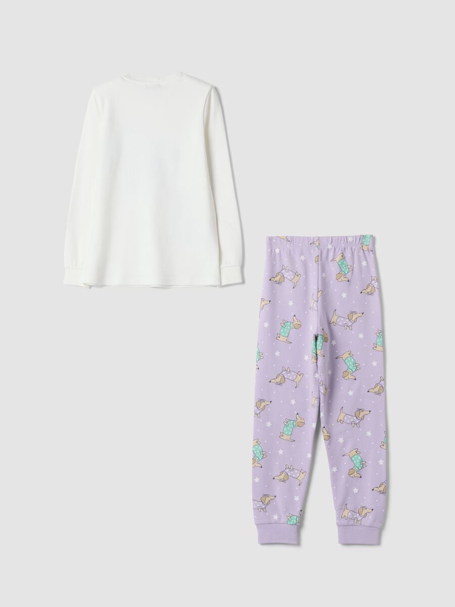 Purple crew-neck pyjamas in pure organic cotton_1