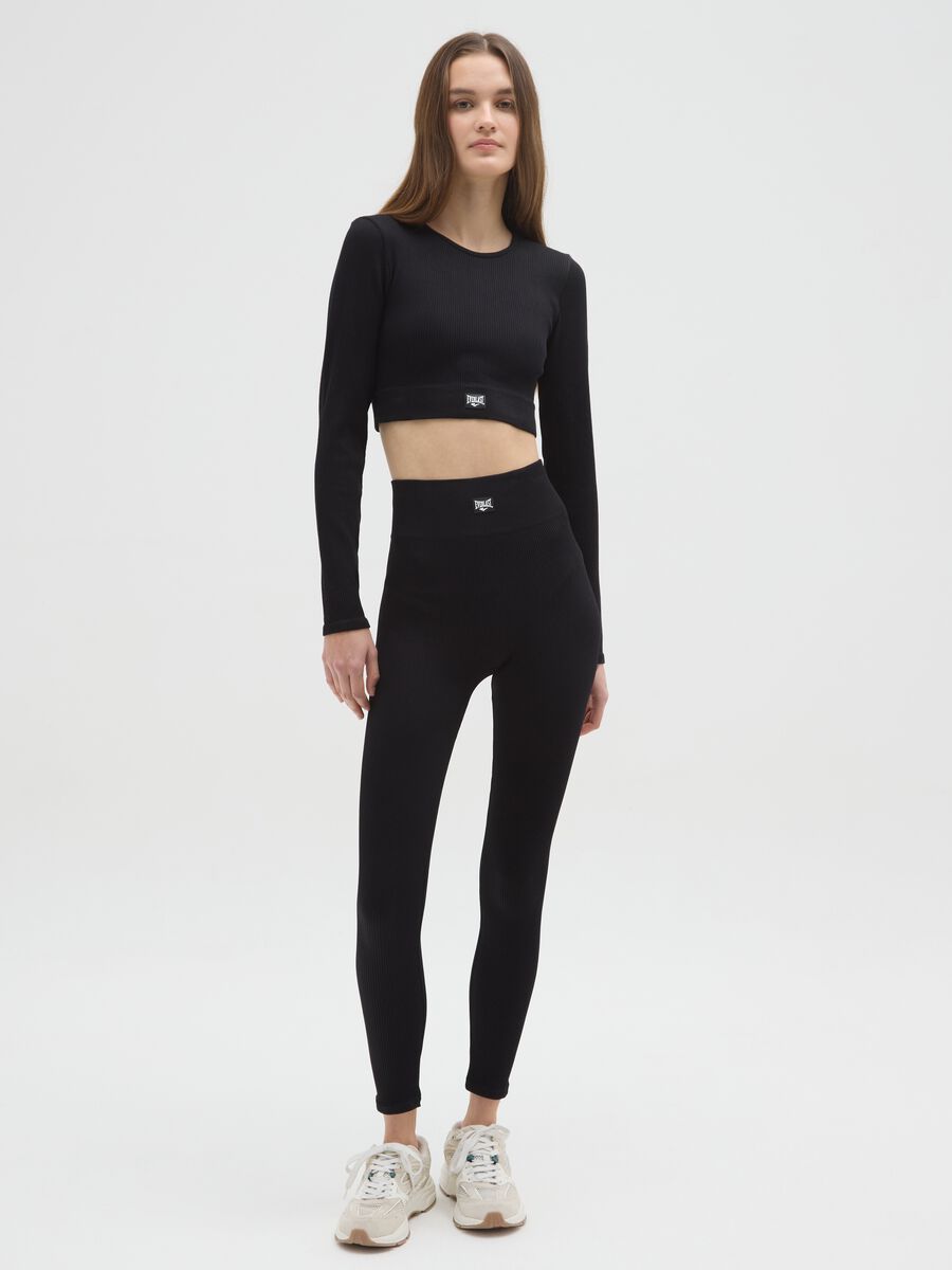 Maglia nera a maniche lunghe elasticizzata_1