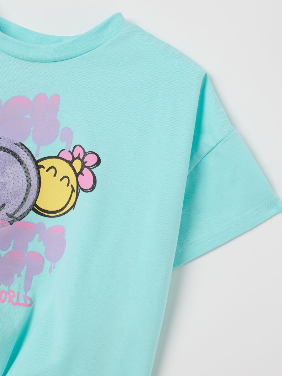 Girls' Stretch Cotton Blue T-shirt with Knot_3