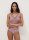 Pink stretch viscose regular fit deep V vest with lace_0