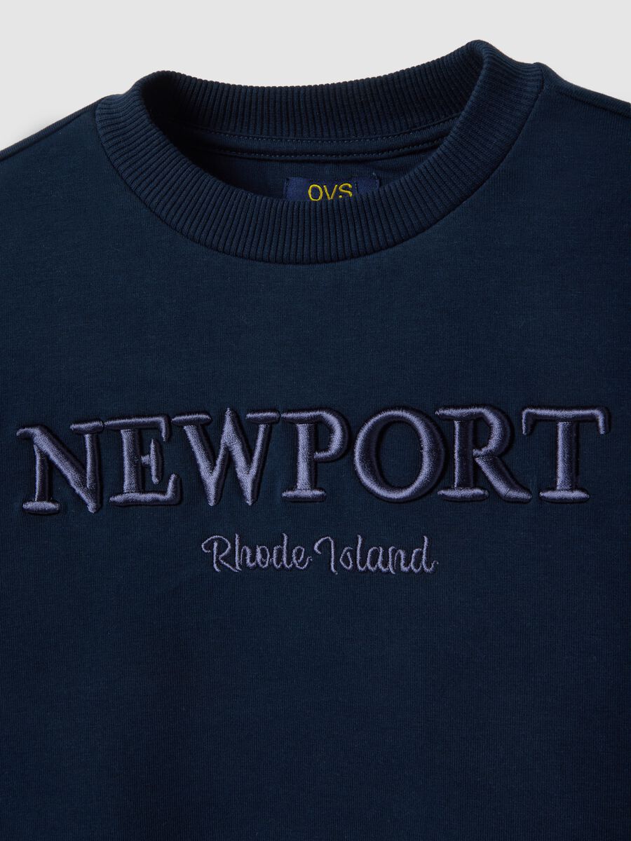 Blue children's regular fit crew neck cotton blend sweatshirt with print_2