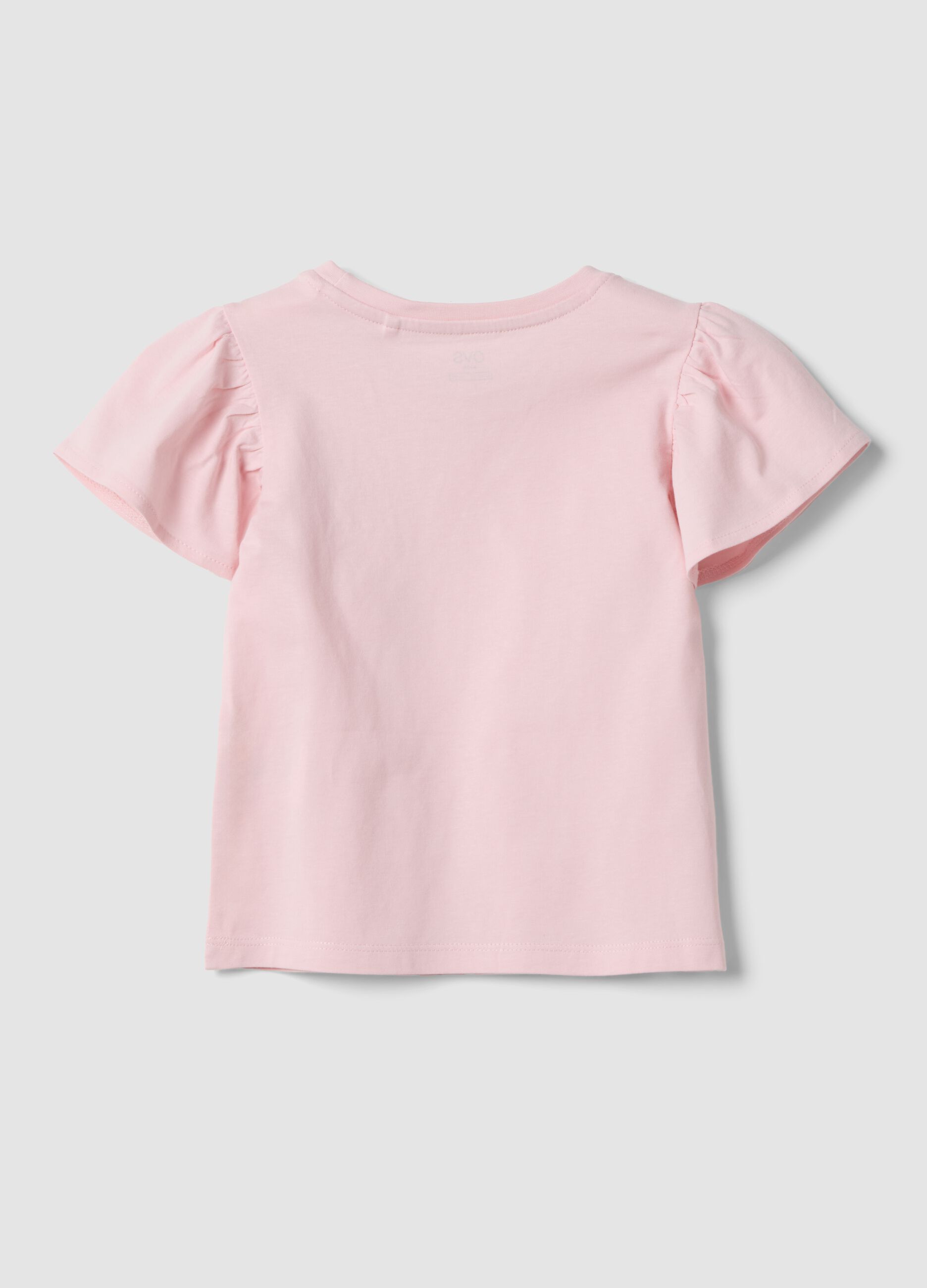 Girls&rsquo; pink pure cotton regular-fit T-shirt with star