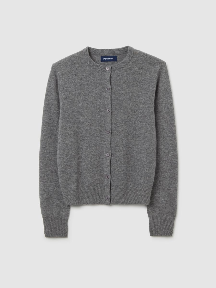 Grey pure wool cardigan regular fit_4