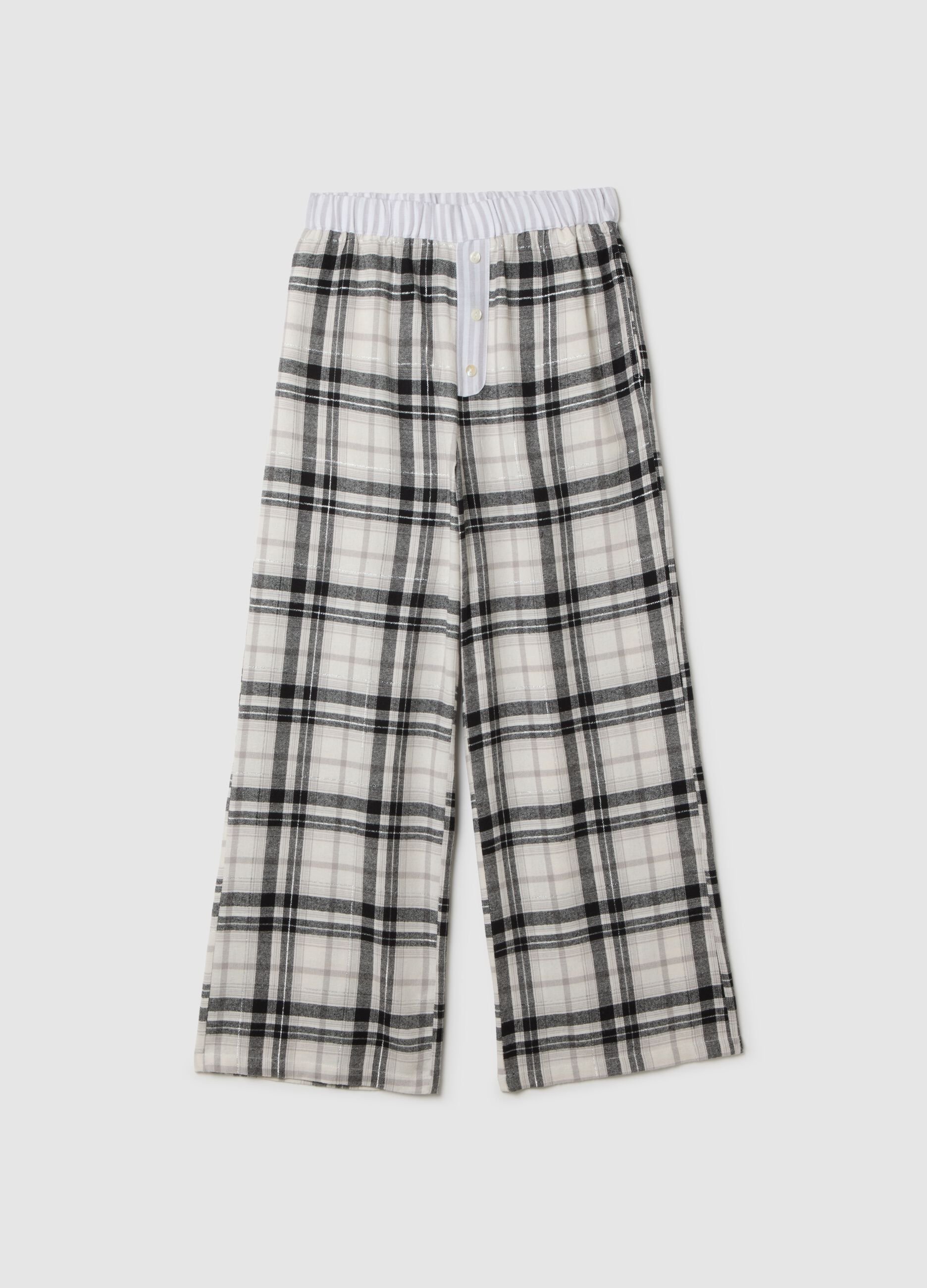 Grey checked flannel pyjama trousers