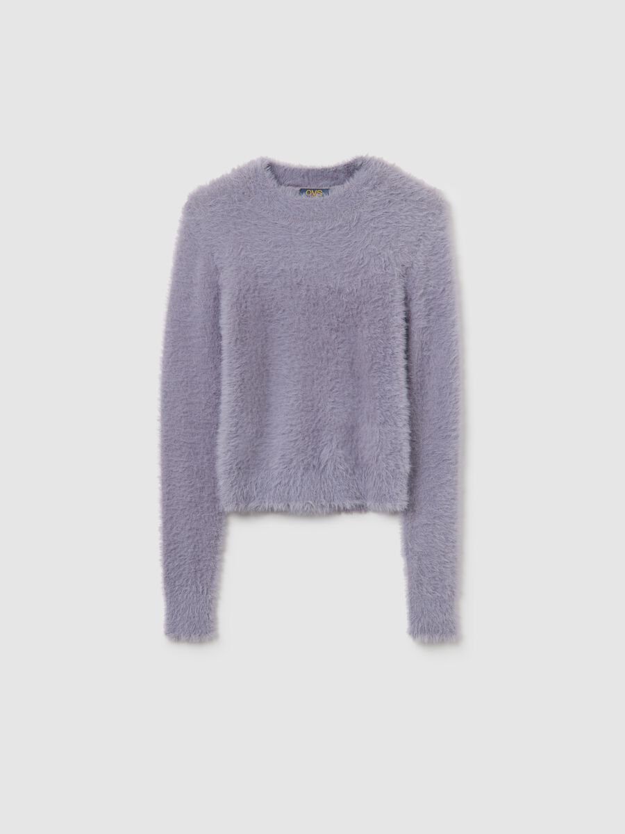 Maglione viola morbido da ragazza vestibilità fitted_3