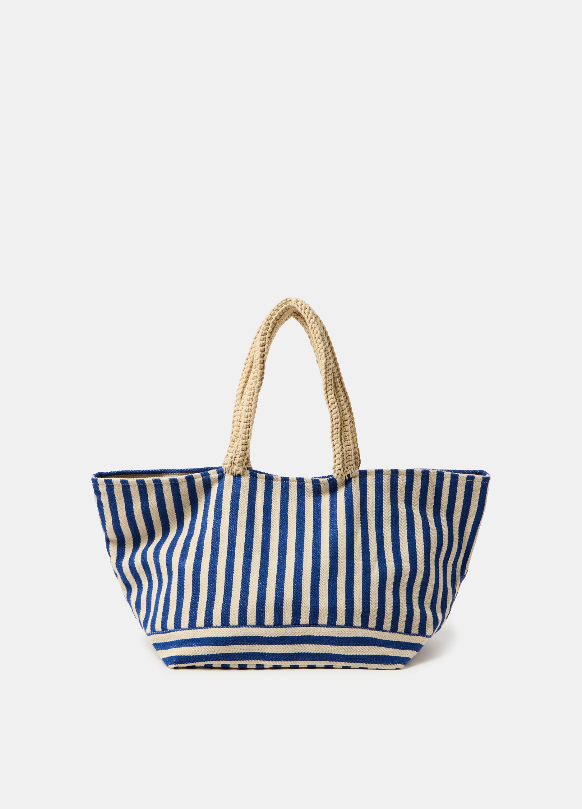 Ovs Maxi shopping bag in cotone a righe