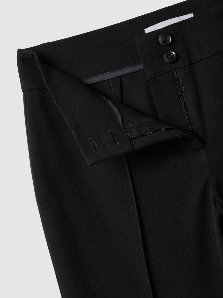 Black flare fit stretch fabric trousers_5