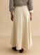 Long beige regular fit pure cotton denim skirt_2