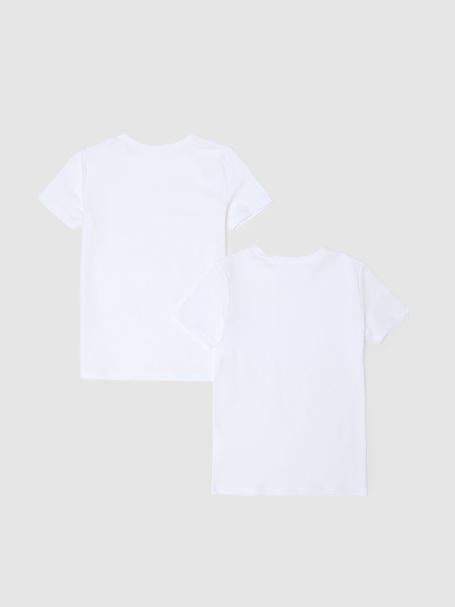 Bipack t-shirt in cotone elasticizzato bianco da bambino regular fit_1