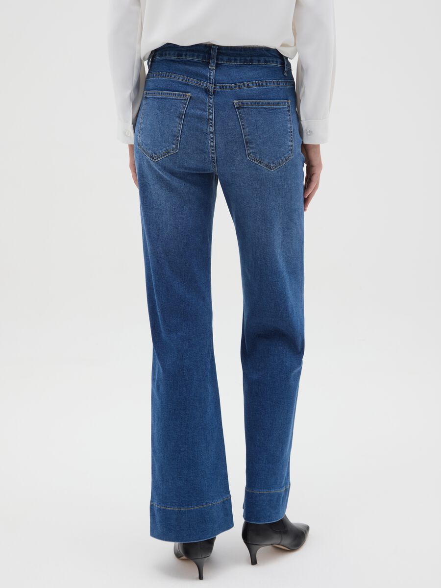 Pantaloni in denim blu regular fit wide leg_2