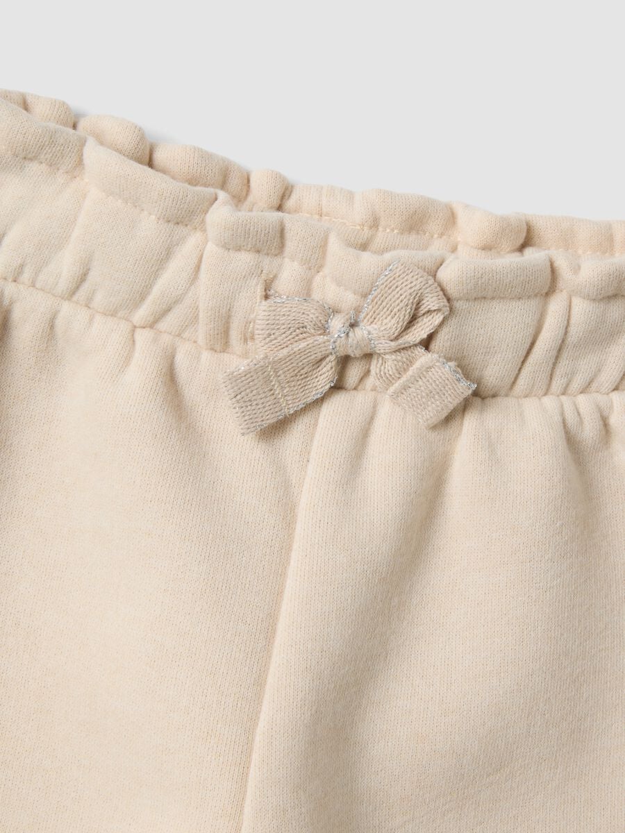 Beige wide-leg cotton-blend trousers_2