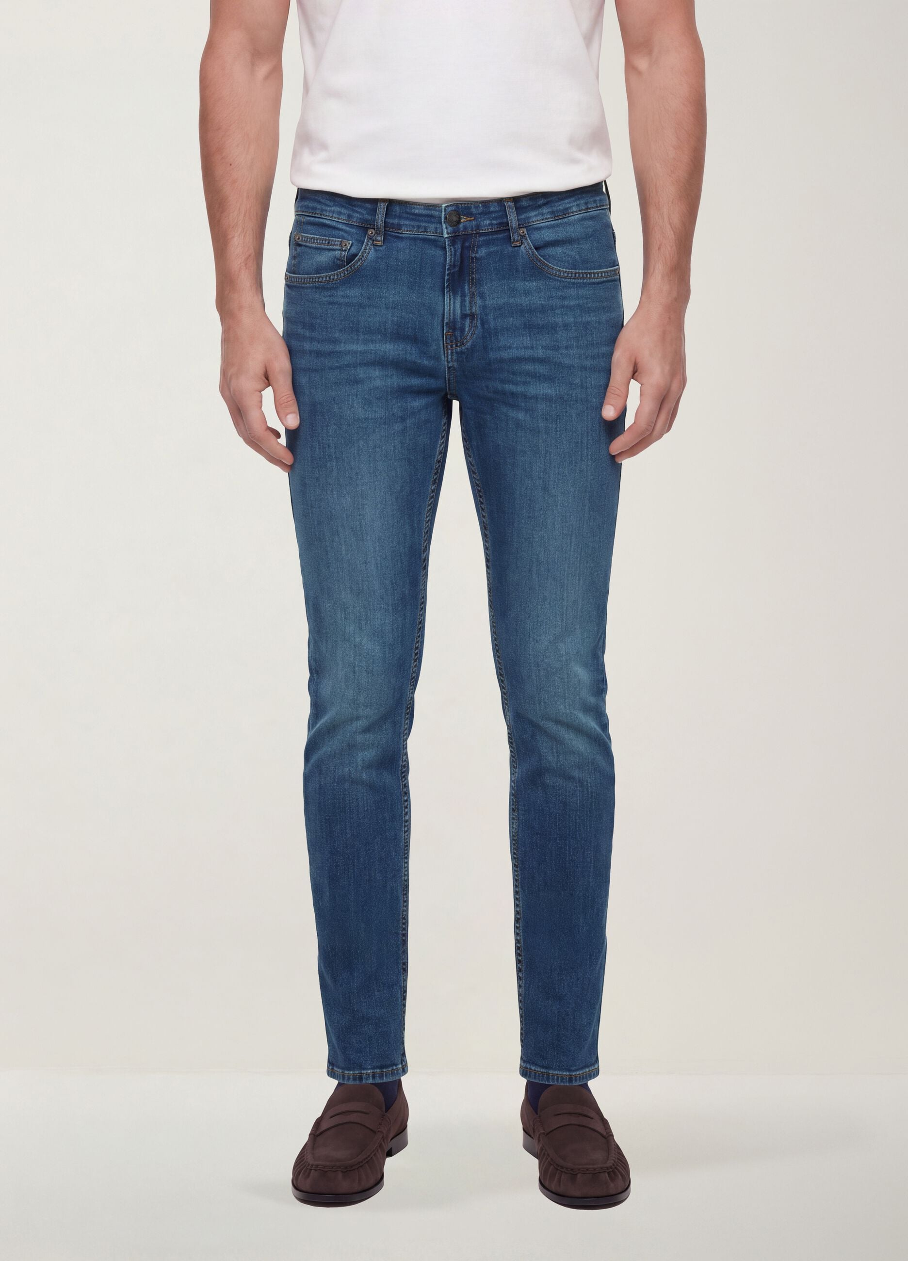 Blue skinny stretch-cotton jeans