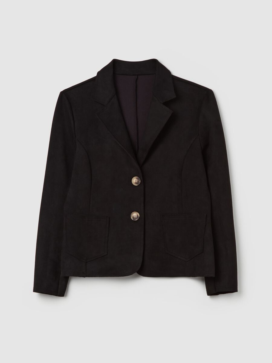 Single-breasted blazer with suede effect_4