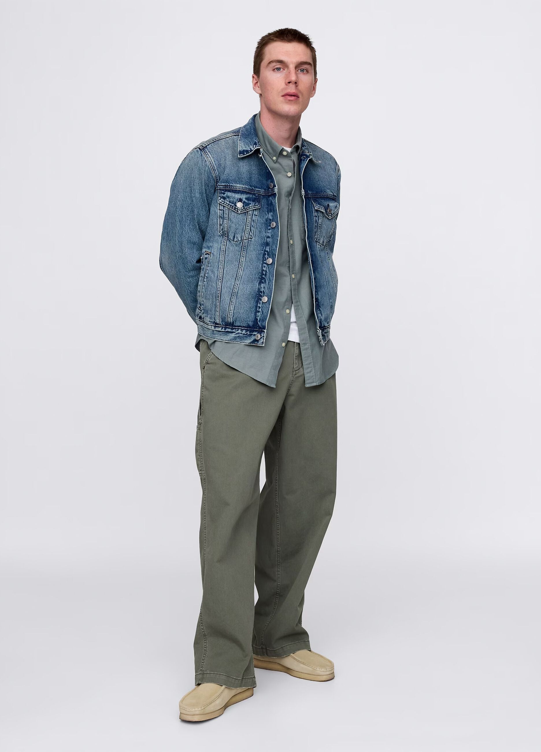Short acid wash denim jacket