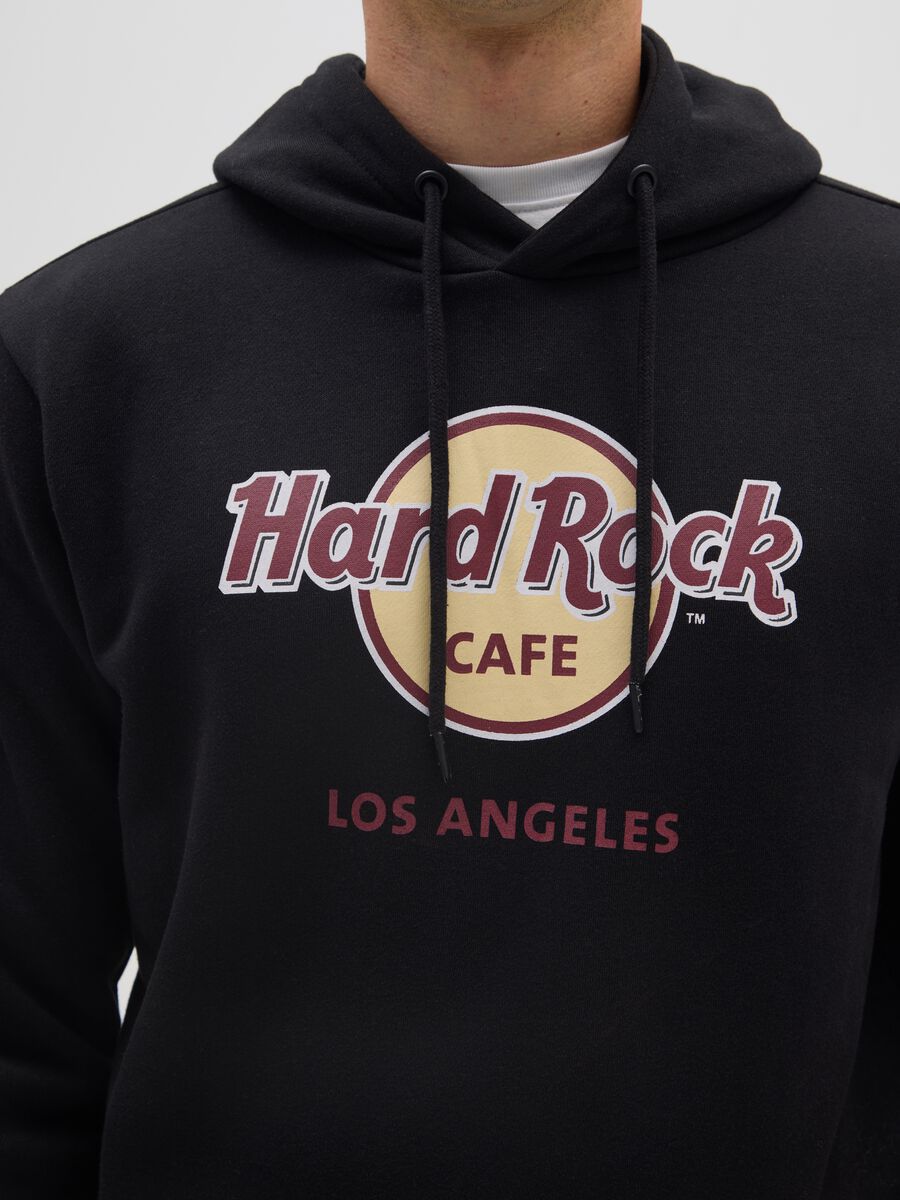 Black cotton blend hoodie with Hard Rock Cafe print_3