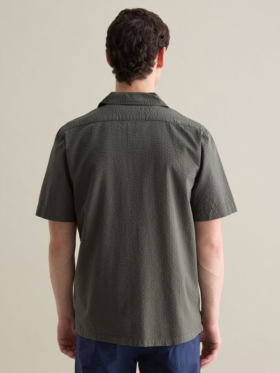 Green Cotton Bowling Collar Shirt_3