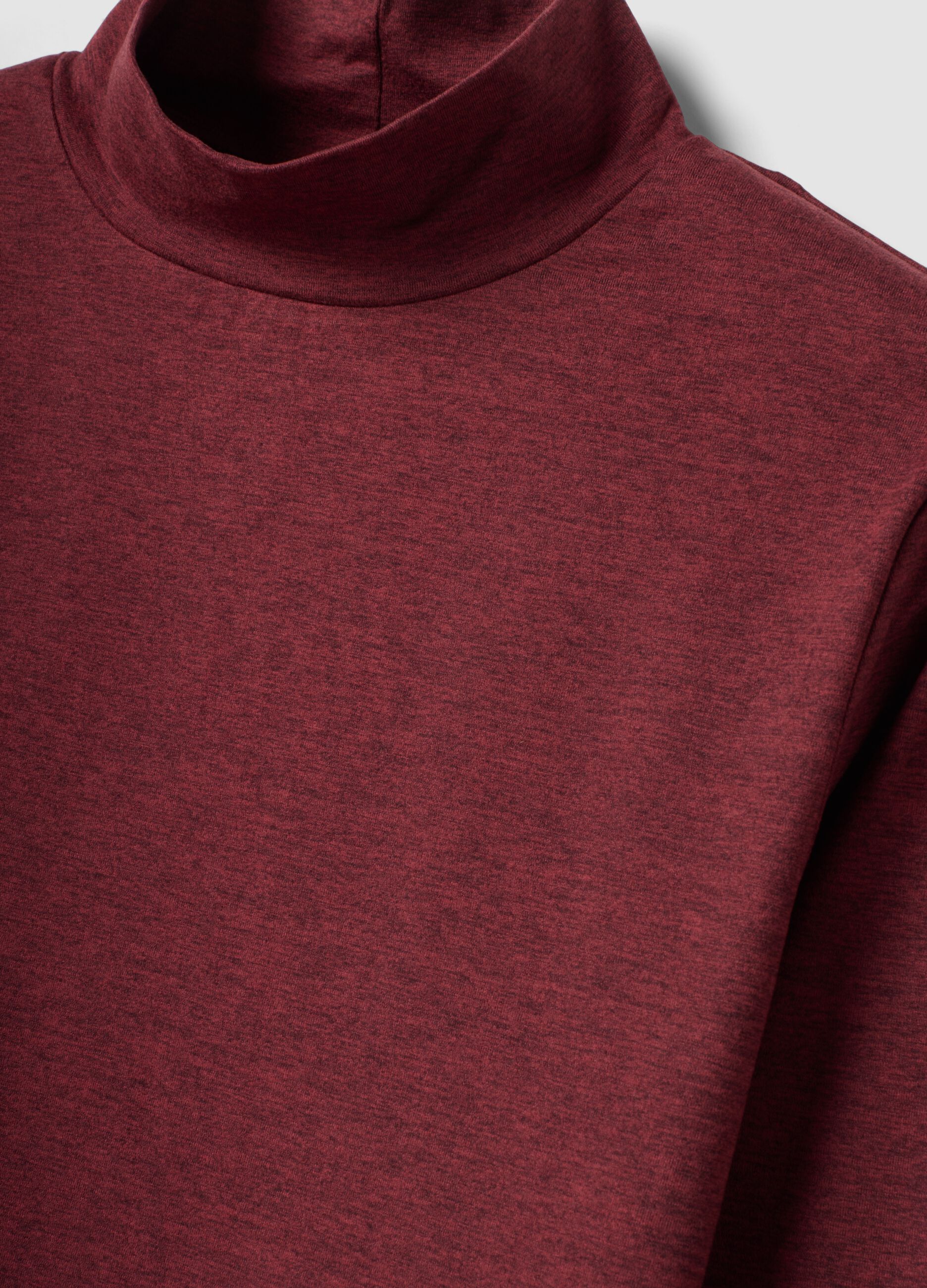 Red cropped stretch T-shirt with high neck