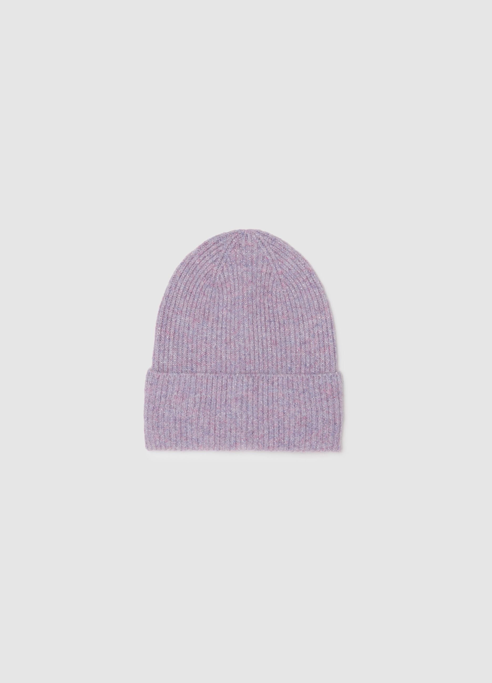 Purple wool blend beanie