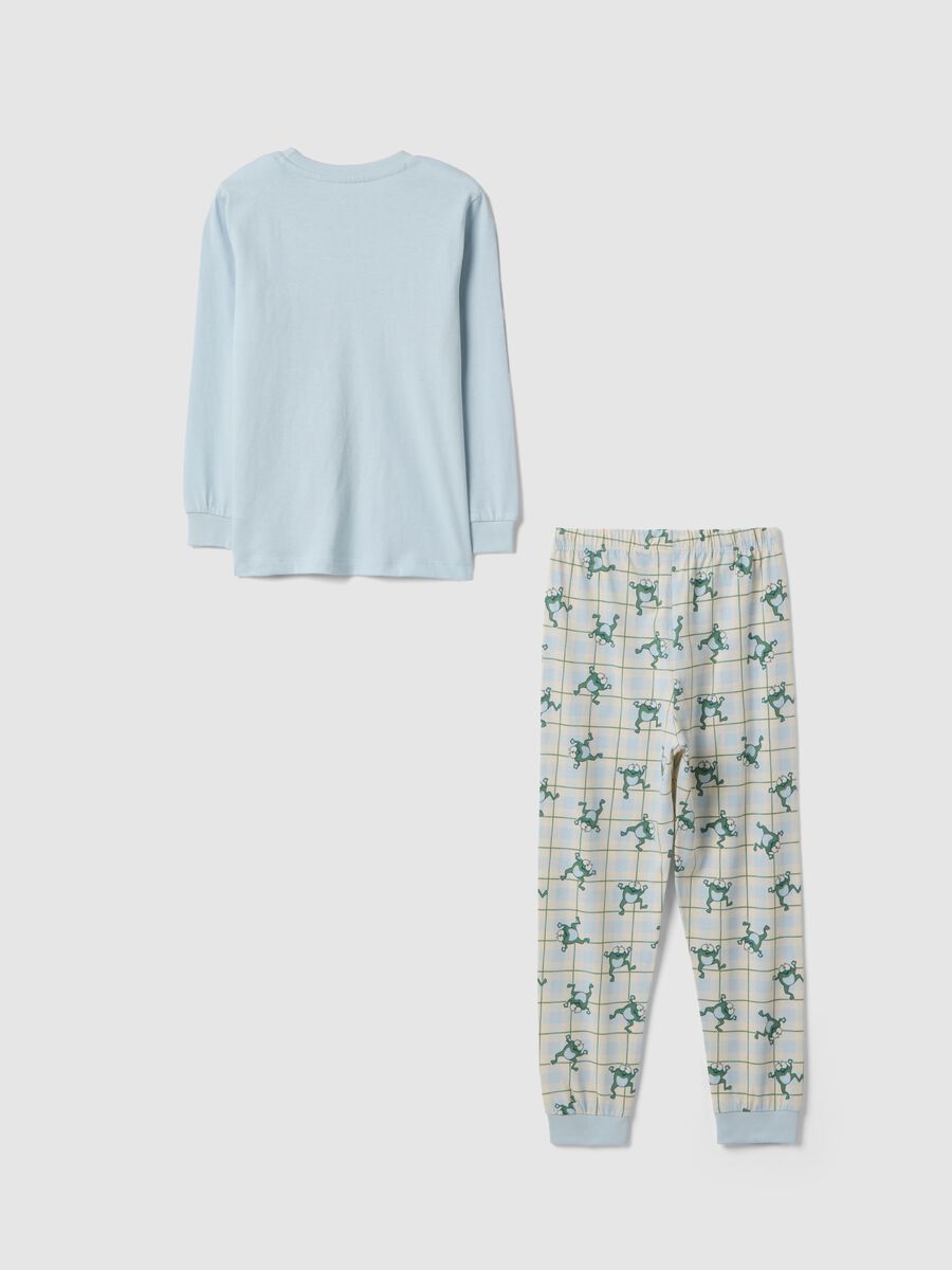 Regular fit blue pyjamas in pure cotton with print for children_1