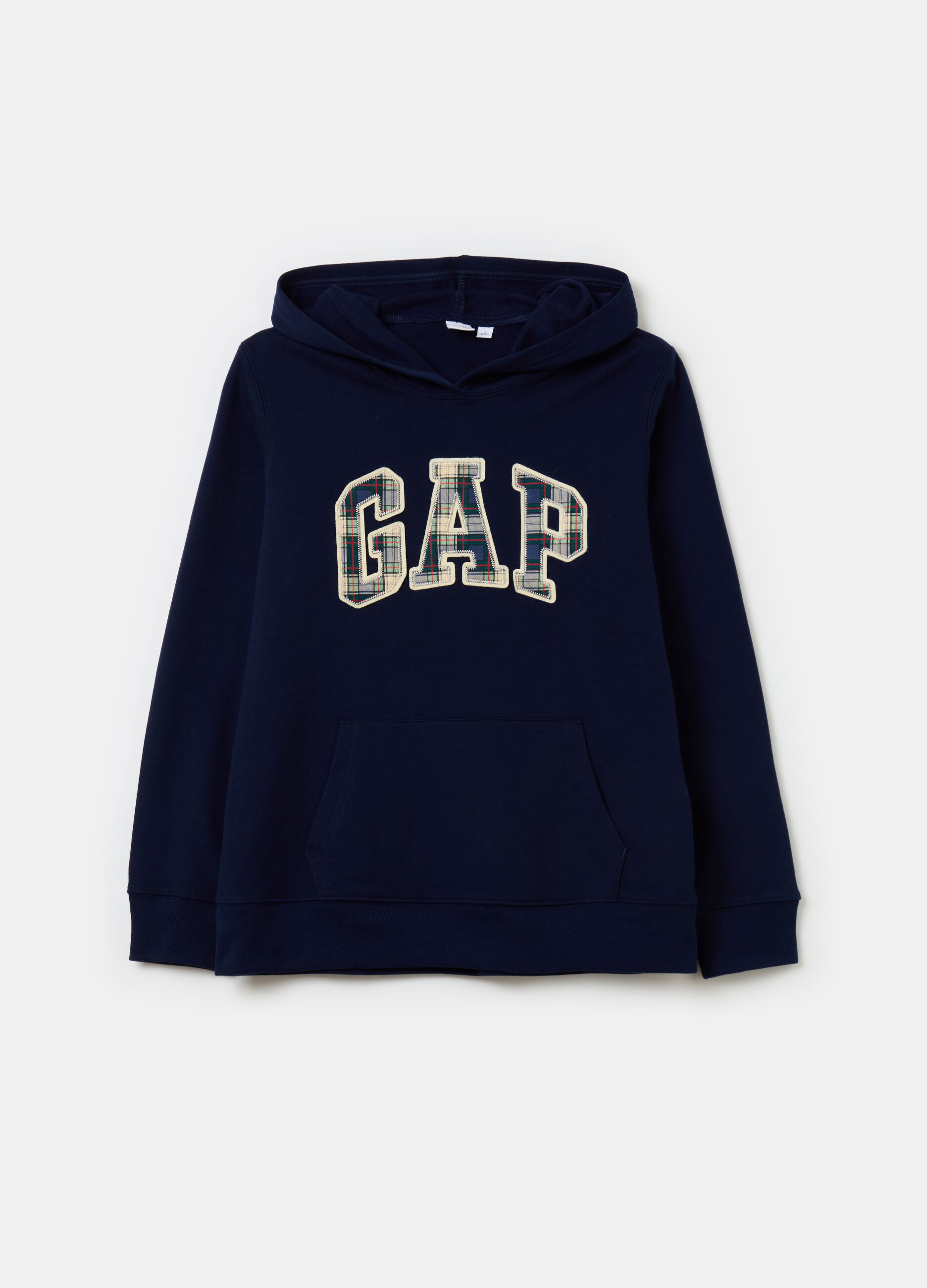 Felpa con cappuccio e ricamo logo check Blu scuro GAP da Donna OVS